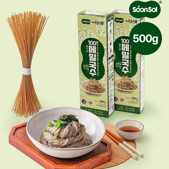 순솔 100% 순 메밀국수 무설탕, 1박스, 500g