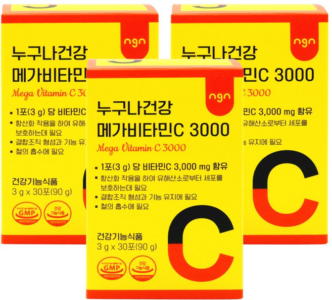 누구나건강 고함량 메가 비타민c 3000, 90g, 3개