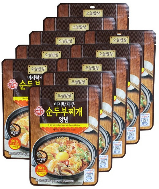 오뚜기 오늘밥상 바지락 새우 순두부찌개 양념 90g 10, 1개