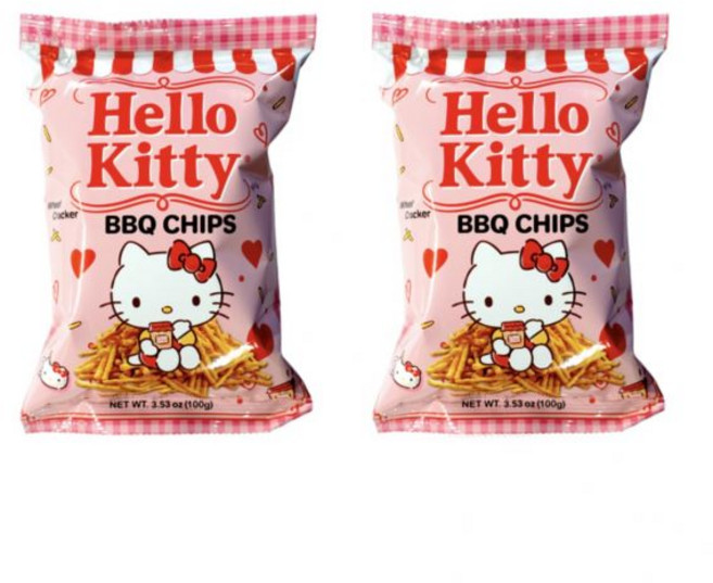 PGTC 과자 칩 헬로키티 바비큐 밀크 크래커 2개입 달콤하고 새콤한 맛, 100g