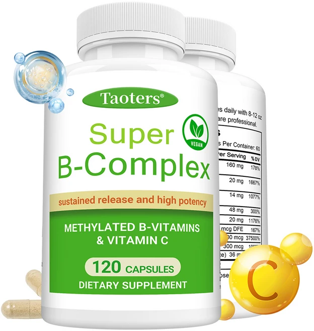 슈퍼 B군 콤플렉스 캡슐 - 메틸엽산과 메틸코발라민 B12 함유 - 생체이용률이 높고 비건성 Non-GMO 글루텐 프리, 1개, 60회분 - 쿠팡