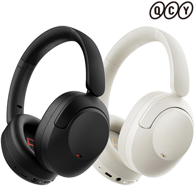 QCY H4 ANC APP 오디오 노이즈 캔슬링 블루투스 헤드폰, 베이지, H4 headset