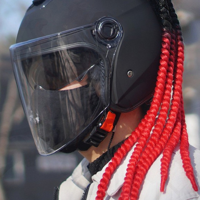 오토바이 헬멧 장식 드레드락 B37-002레인보우, 단품, 1개