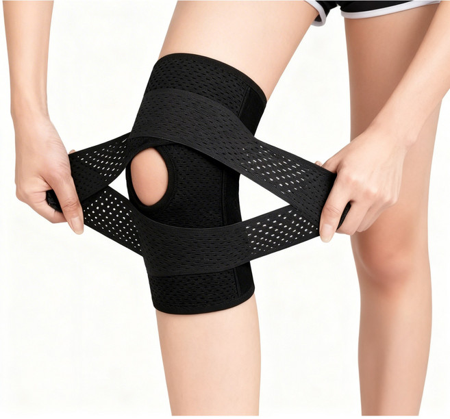 슬개골 관절 보호대 스포츠 레저용 좌우겸용, 블랙, 1개
