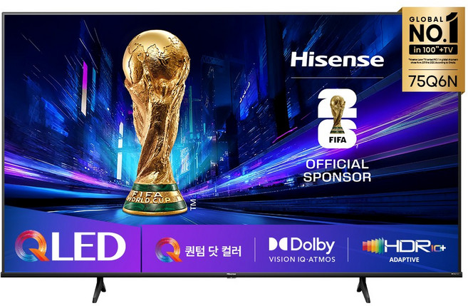 Hisense하이센스 4K QLED 스마트TV, 191cm(75인치), 75Q6N, 벽걸이형, 방문설치