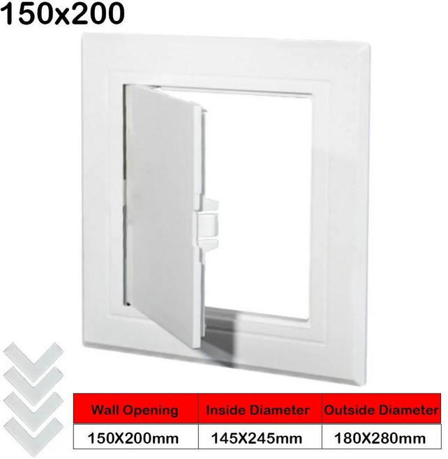 흰색 접근 패널 도어 플라스틱 접착식 검사 구멍 힌지형 해치 벽 천장, 150x250mm