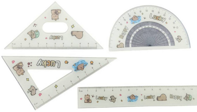 卡皮巴拉水豚君造型尺 4件套組, 1個, 直尺4件套