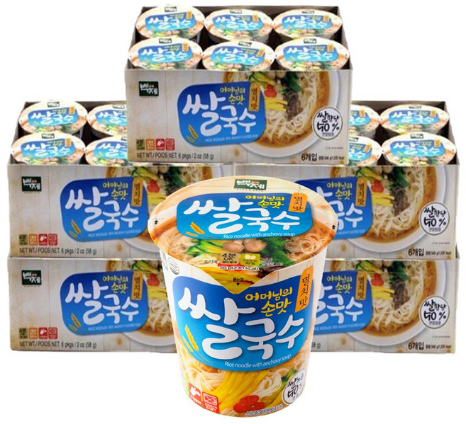 백제 쌀국수 멸치맛 미니컵, 58g, 30개