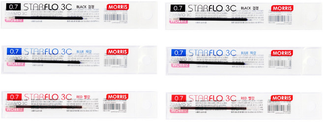 모리스 스타플로 3C볼펜 단품, Refill 혼합, 6개