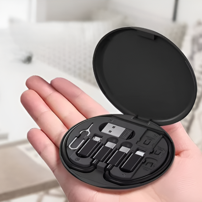 레이먼 5 in 1 mini 휴대용 다기능 멀티 충전케이블 키트, 블랙, 1개, 82.5mm