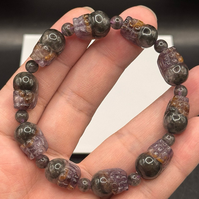 極光紫鈦 貔貅 手鍊 晶體潤美 帶聚寶盆