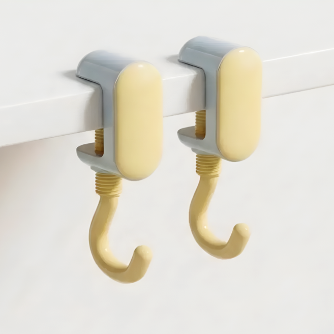 글로넥트 무타공 책상 가방걸이 두께조절 튼튼한 다용도 고리, 2개, 옐로우