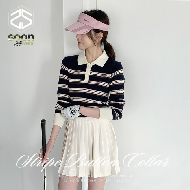 [순이야] S.골프 여성 쥬시 단가라 카라 긴팔 니트 티셔츠