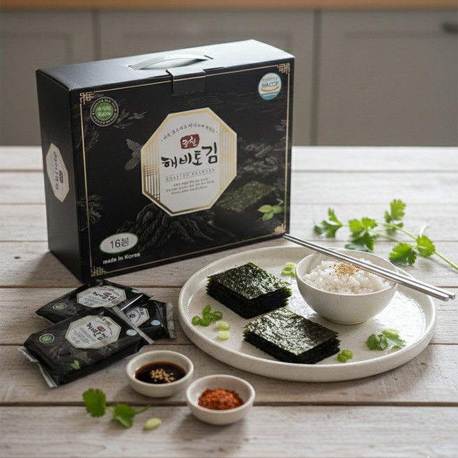 궁중 해비토김 도시락 조미김 16봉*2박스 32개 들과바다애, 3.4g