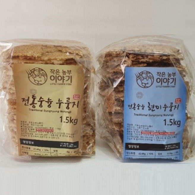 작은농부이야기 전통숭늉 누룽지 백미+현미, 1.5kg, 2개