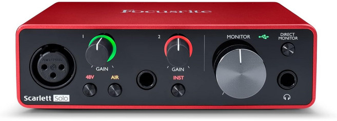 포커스라이트 스칼렛 솔로 3세대 USB 오디오 인터페이스 오인페 레코딩 Focusrite Scarlett Solo3, 1개