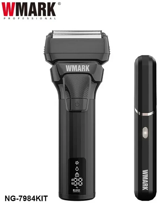 WMARK Elektrisch scheerapparaat Professioneel Dubbel mes Reis Baardtrimmer Draadloos voor mannen NG-, 01 NG-7984 KIT