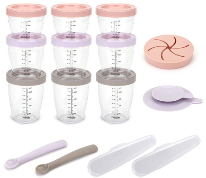 데일리라이크 봉봉 트라이탄 이유식&스낵캡 세트, 혼합 색상, 1세트