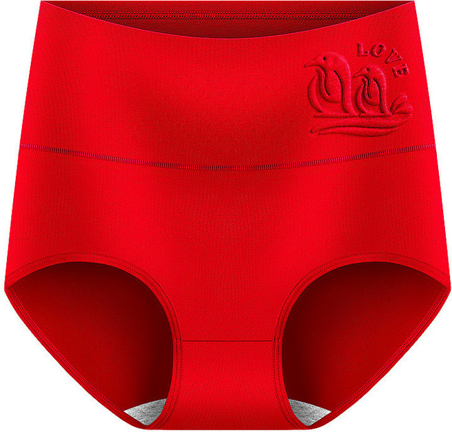 純棉高腰三角內褲 舒適透氣 提臀底褲, 大紅,XXL【140-160】