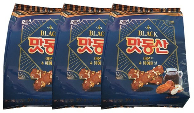 [와이프레쉬]해태 맛동산 블랙 300g 아몬드 헤이즐넛 유통기한 : 21.11.11, 3개