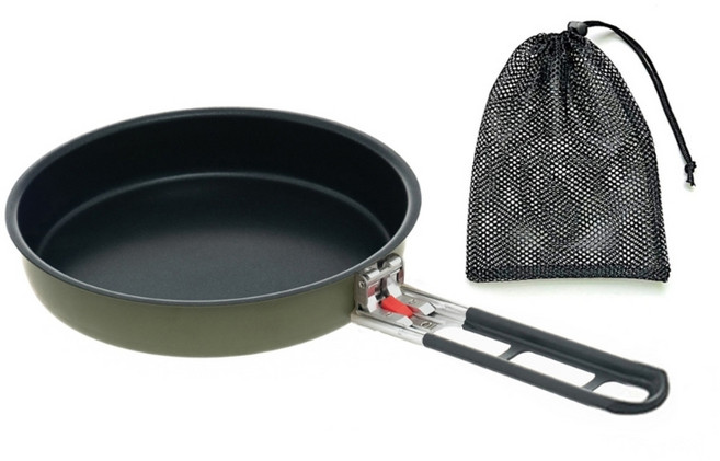 논스틱 캠핑 프라이팬 휴대용 급속 가열 냄비 접이식 조리기구 냄비 등산용 BBQ 피크닉 낚시 사용하기 쉬운, army green frying pa, 1개, army green frying pa * army gr