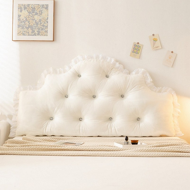 공주풍 침대 헤드쿠션 등받이 대형 왕관 등쿠션 세탁가능 침대쿠션, 02. 아이보리