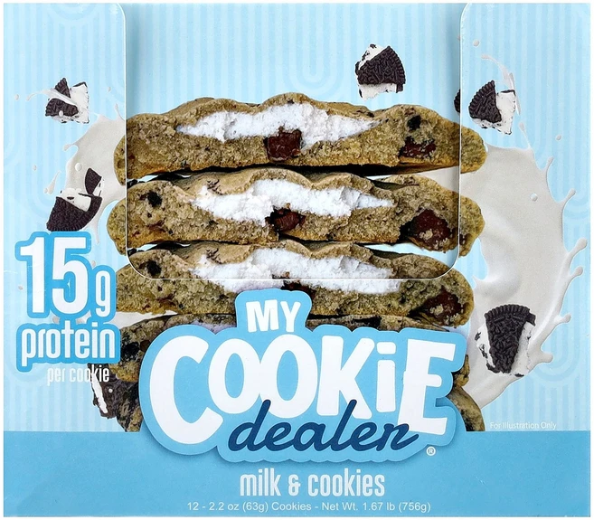 My Cookie Dealer Protein 프로틴 쿠키 우유 쿠키 12개입 개당 63g(2.2온스), My Cookie Dealer Protein 프로틴 쿠 - 쿠팡