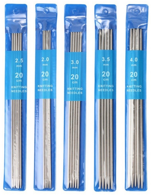 스텐 대바늘 사이즈별 5종 세트 뜨개질 스텐바늘 뜨개용품, 1세트