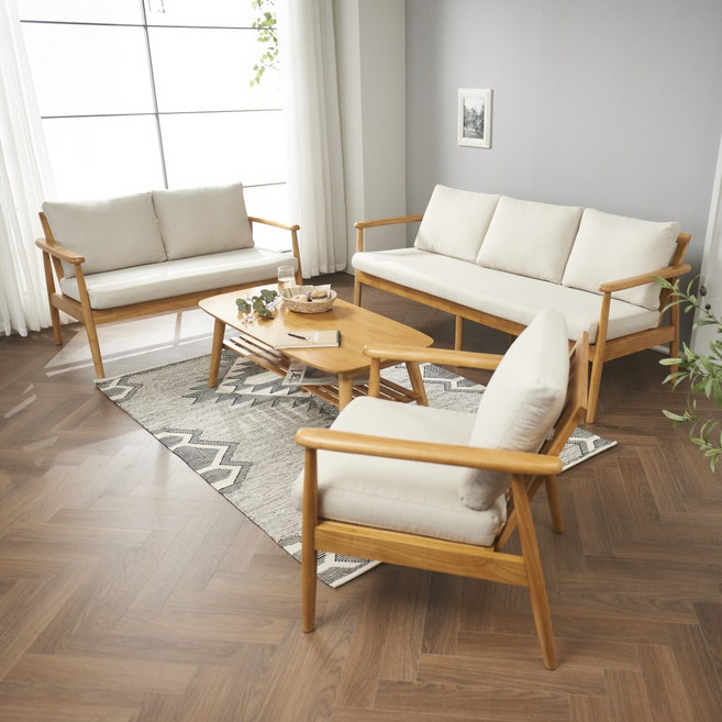 루페퍼니처 아모로 소파 이케아 소파 1인 2인 3인용 벤치 원목 패브릭 소파, 베이지