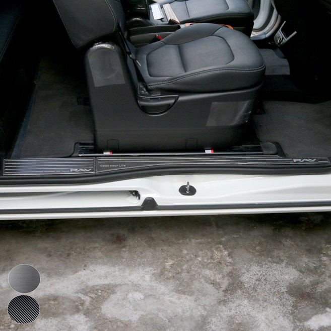 [모터스파이] 기아 호환 더뉴 레이 도어스커프 부착형 알루미늄 튜닝 몰딩, 운전석2P(실버)