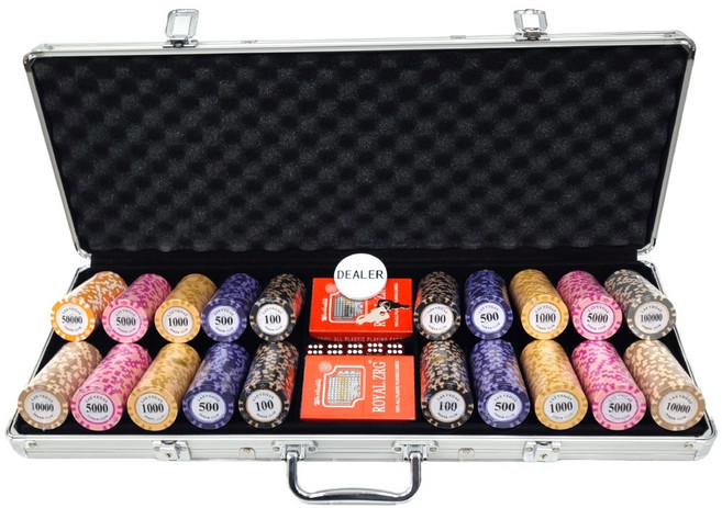영라이즌 국제규격 카지노 칩 포커칩 하드케이스 세트, 숫자칩 500P 알루미늄 하드케이스세트+사은품, 1개