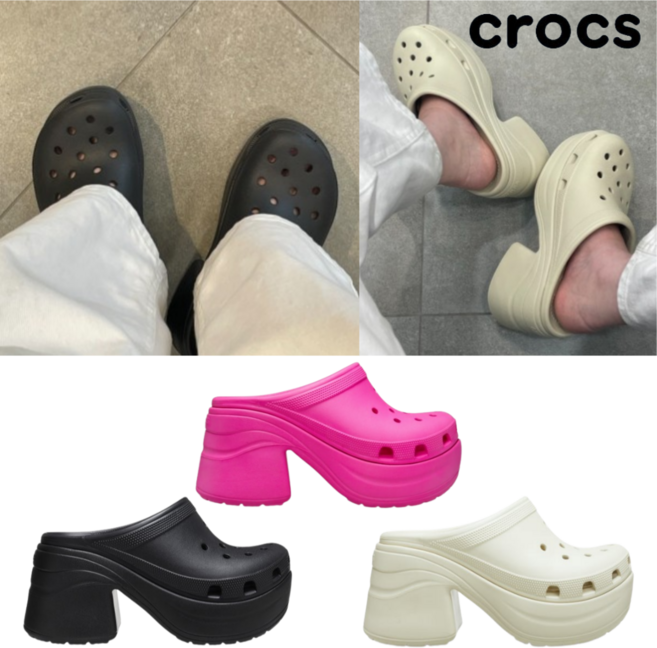 [백화점판] 크록스 슬리퍼 여성용 키높이 구두 슬리퍼 클로그 키작녀 신발 여름 데일리 일상 슈즈