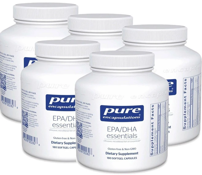 퓨어인캡슐레이션 에센셜 피쉬오일 오메가 소프트젤 Pure Encapsulations EPA DHA, 5개, 180정 - 쿠팡