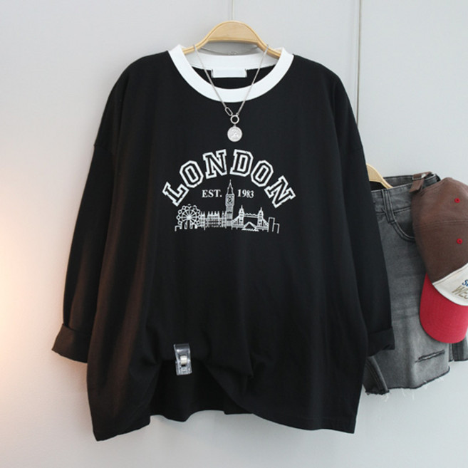 달콩 여성 83배색라운드긴팔티 봄신상 간절기