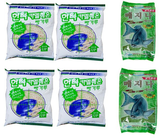 벵에돔 빵가루 집어제 세트 해신 헌터카멜레온 4봉 + 팀에이스 메지나 2봉, 1개, 6kg