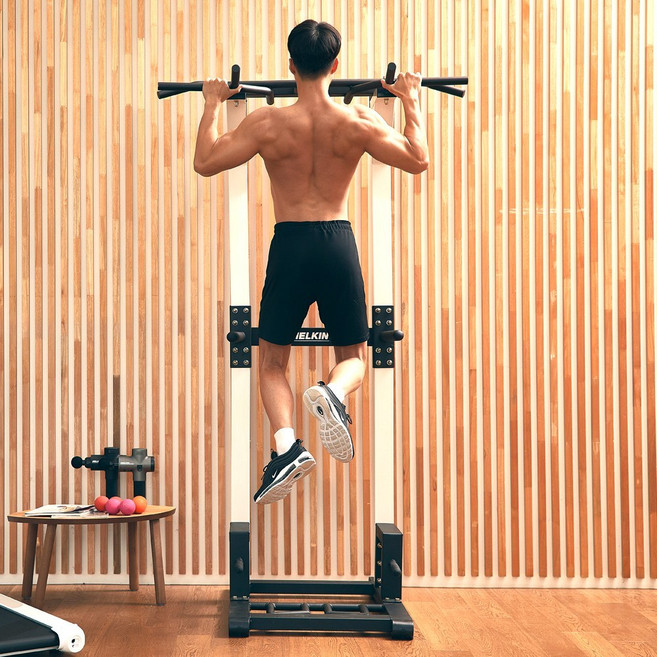 멜킨스포츠 치닝디핑 젠틀마스터 가정용 철봉 실내 턱걸이 운동 헬스 기구 홈트 딥스 친업 머신, 그레이쉬 카키