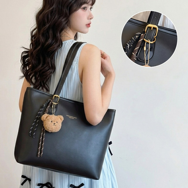 Belua 여성숄더백 대용량 토트겸용 데일리 출근가방 가벼운 PU가죽 가방