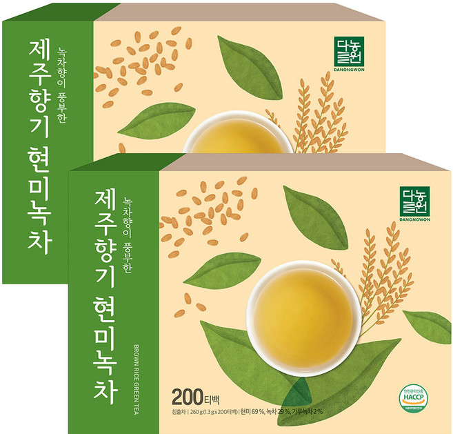 다농 원 제주향기 현미녹차 200T X 2개, 1.3g, 200개입