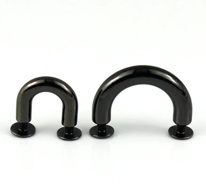 2pcs 금속 D 링 가방 커넥터 앵커 버클 나사가있는 아치 브리지 행거 후크 벨트 스트랩 공예 2, 02 Small Size, 02 Gun Black, 1개