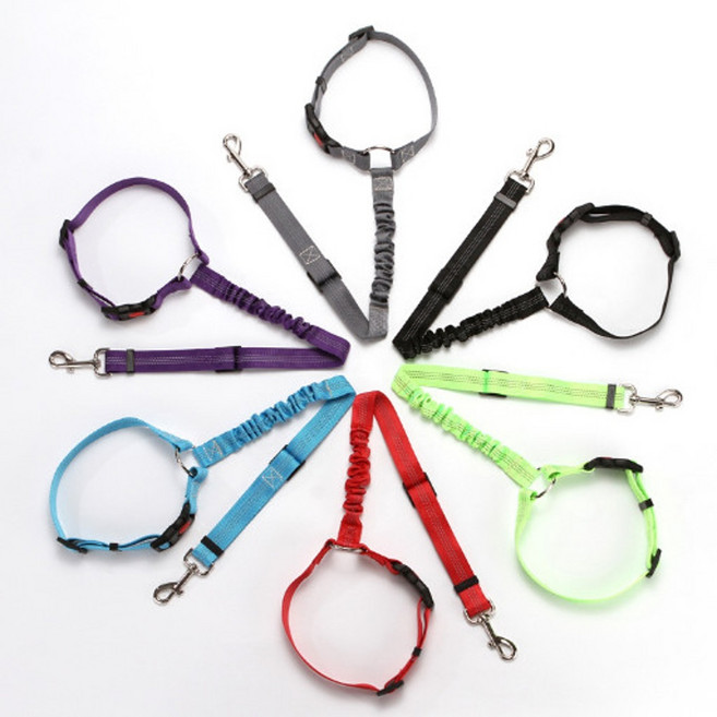 강아지 안전벨트 차량용 반려견 목줄 애견 충격흡수 리드줄, 헤드레스트형, 레드, 1개