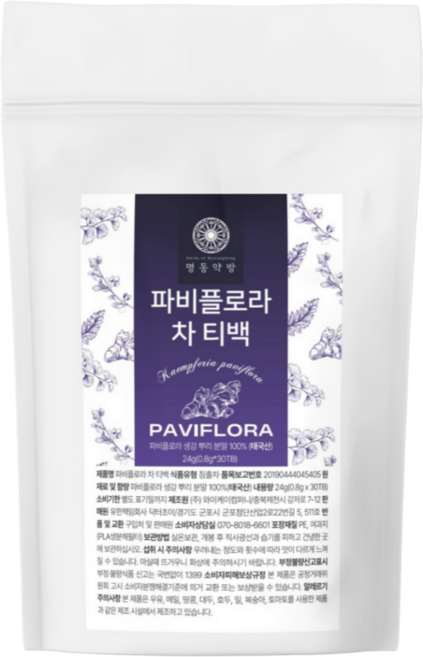 파비플로라 추출물 100% 식약청인증 파비 플로라 흑생강 차 티백 명동약방, 1개, 30회분