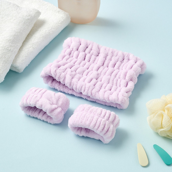 [모던하우스 본사직영] 세안 헤어+손목밴드 세트 퍼플, 1개