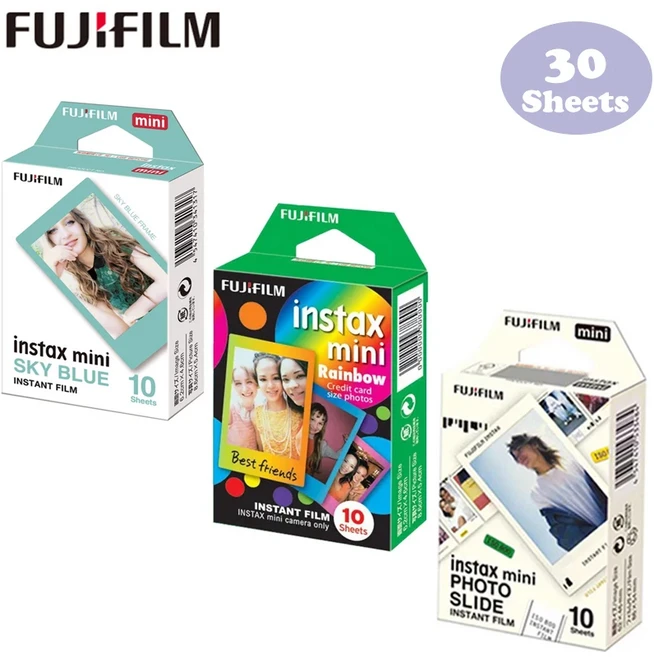 후지필름 인스탁스 미니 링크 3 프린터용 인스턴트 필름 스카이 블루 필름 미니 12/8/SE/11/50/70/90/EVO/4, 03 30 Sheets