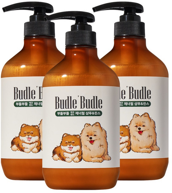 부들부들 NEW 제너럴 샴푸&린스, 500g, 3개