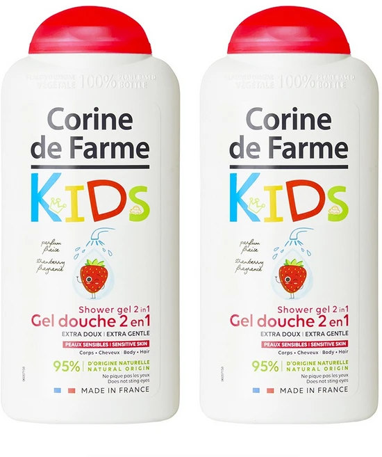 코린드팜 키즈 샴푸&워시 딸기향 프랑스 향이 좋은 올인원 샤워젤 어린이 유아, 2개, 300ml - 쿠팡