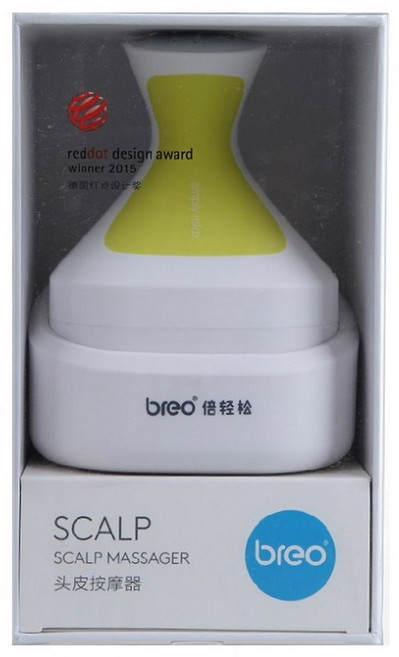 브레오 두피마사지기 전동 관리기 두피마사지 민감성 IPX7 고급형 케이블 헤어, 옐로우 스칼프, 1개
