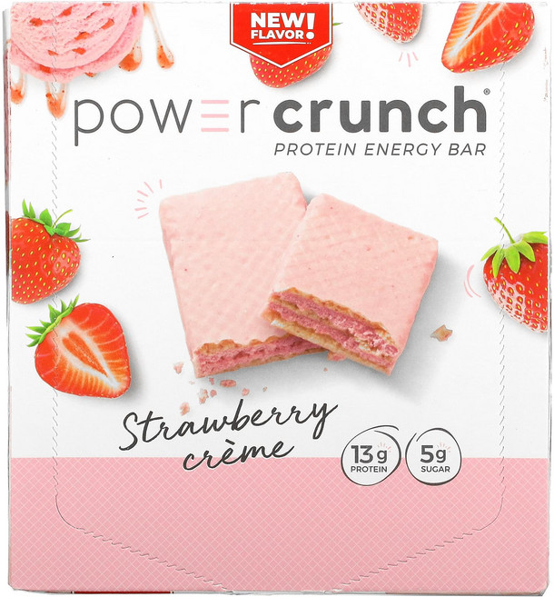 BNRG 파워 크런치 프로틴 에너지 바 딸기 크림 바 12개 각 40g 1.4oz