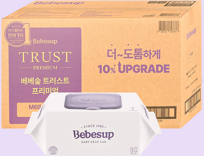 베베숲 트러스트 플러스 물티슈 캡형, 50g, 80매, 20개