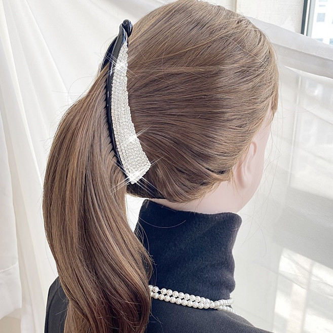 레인걸 매력만점 대형 큐빅 바나나핀 13cm 머리핀 헤어핀 올림머리집게핀(A6482)