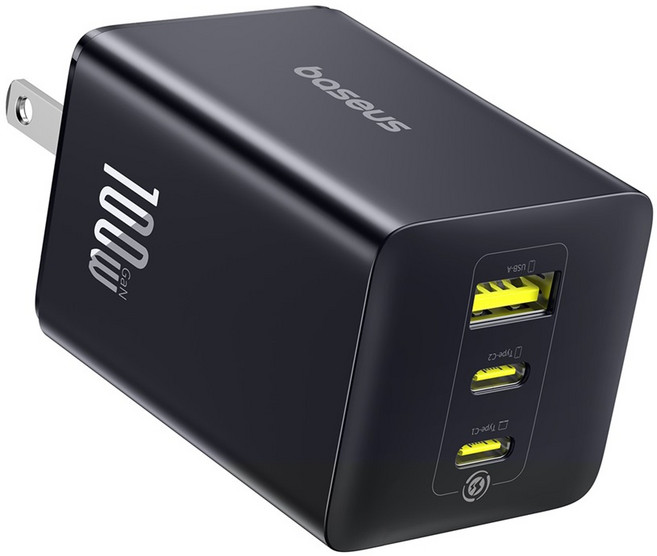 Baseus倍思 LQ EnerFill FE11快充充電器100W 2C U 美規充電頭, 黑色, 1個